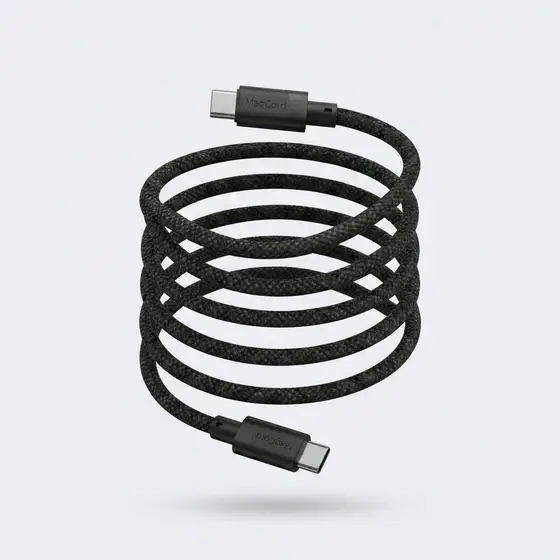 Câble magnétique auto-enroulant MagCord Pro 100W noir tressé USB-C